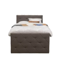 Boxspring met voetbord Liv geruit - donkerbruin - 120x200 cm - slanke poot