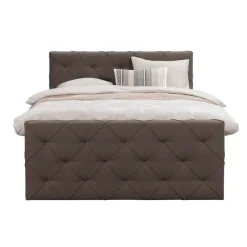 Boxspring met voetbord Liv geruit - donkerbruin - 160x200 cm - ronde poot