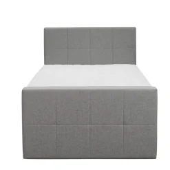 Boxspring met voetbord Liv geblokt - lichtgrijs - 120x200 cm - vierkante poot