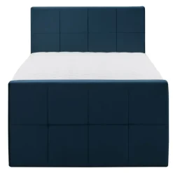 Boxspring met voetbord Liv geblokt - blauw - 120x200 cm - ronde poot