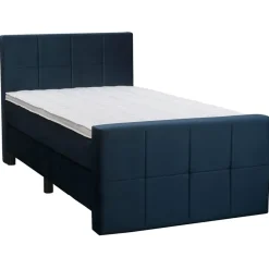 Boxspring met voetbord Liv geblokt - blauw - 120x200 cm - ronde poot