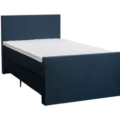 Boxspring met voetbord Liv egaal - blauw - 120x200 cm - slanke poot