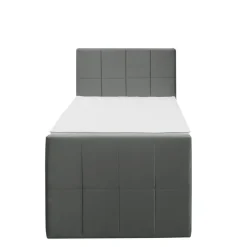 Boxspring met voetbord Liv geblokt - grijs - 90x200 cm - vierkante poot