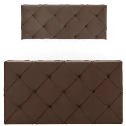 Boxspring met voetbord Liv geruit - bruin - 120x200 cm - ronde poot