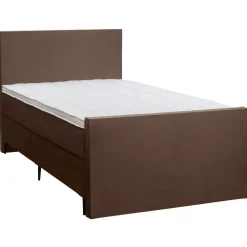 Boxspring met voetbord Liv egaal - bruin - 120x200 cm - slanke poot