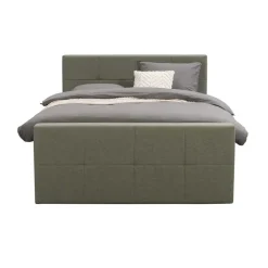 Boxspring met voetbord Liv geblokt - groen - 140x200 cm - slanke poot