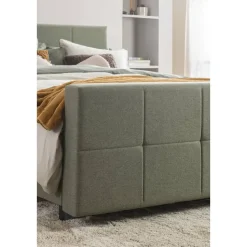 Boxspring met voetbord Liv geblokt - groen - 140x200 cm - slanke poot