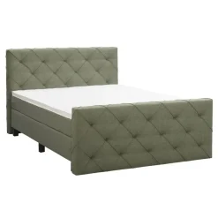 Boxspring met voetbord Liv geruit - groen - 140x200 cm - vierkante poot