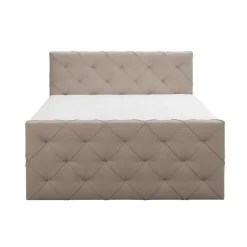 Boxspring met voetbord Liv geruit - beige - 180x200 cm - slanke poot