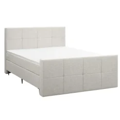 Boxspring met voetbord Liv geblokt - ecru - 160x200 cm - slanke poot