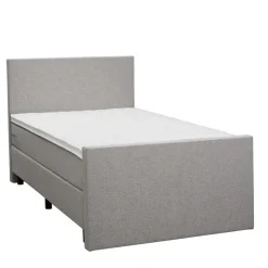 Boxspring met voetbord Liv egaal - lichtgrijs - 120x200 cm - ronde poot