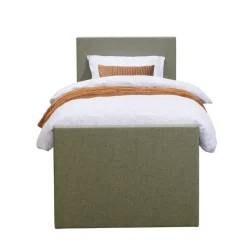 Boxspring met voetbord Liv egaal - groen - 90x200 cm - ronde poot