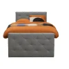 Boxspring met voetbord Liv geruit - lichtgrijs - 120x200 cm - slanke poot