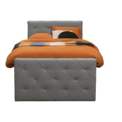 Boxspring met voetbord Liv geruit - lichtgrijs - 120x200 cm - slanke poot