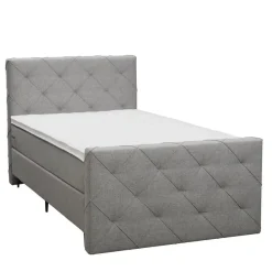 Boxspring met voetbord Liv geruit - lichtgrijs - 120x200 cm - slanke poot