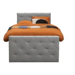 Boxspring met voetbord Liv geruit - lichtgrijs - 120x200 cm - slanke poot