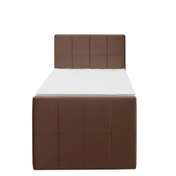 Boxspring met voetbord Liv geblokt - bruin - 90x200 cm - vierkante poot