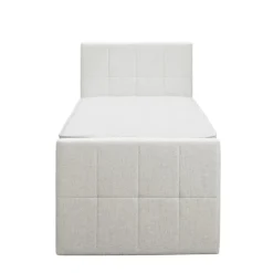 Boxspring met voetbord Liv geblokt - ecru - 90x200 cm - ronde poot