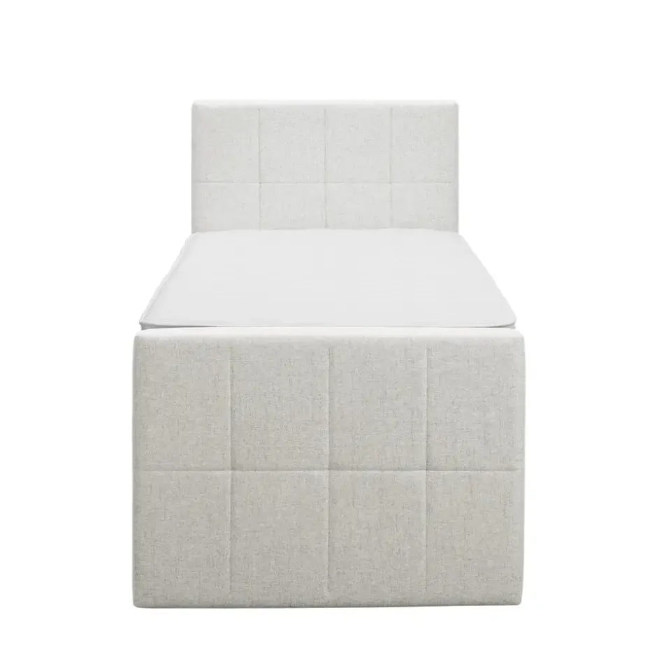 Boxspring met voetbord Liv geblokt - ecru - 90x200 cm - ronde poot