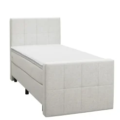 Boxspring met voetbord Liv geblokt - ecru - 90x200 cm - ronde poot
