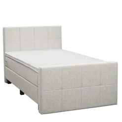 Boxspring met voetbord Liv geblokt - ecru - 120x200 cm - vierkante poot
