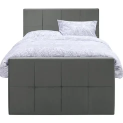 Boxspring met voetbord Liv geblokt - grijs - 120x200 cm - ronde poot