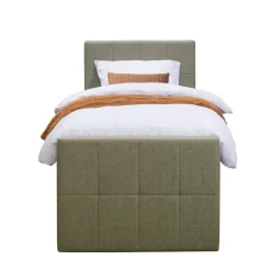 Boxspring met voetbord Liv geblokt - groen - 90x200 cm - slanke poot