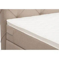 Boxspring met voetbord Liv geruit - beige - 180x200 cm - ronde poot