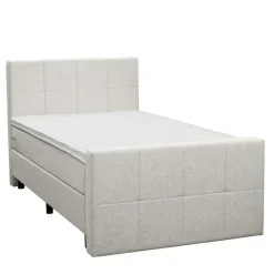 Boxspring met voetbord Liv geblokt - ecru - 120x200 cm - ronde poot