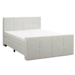 Boxspring met voetbord Liv geblokt - ecru - 160x200 cm - ronde poot