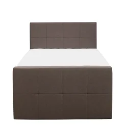 Boxspring met voetbord Liv geblokt - donkerbruin - 120x200 cm - ronde poot
