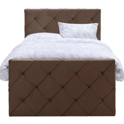 Boxspring met voetbord Liv geruit - bruin - 120x200 cm - slanke poot
