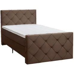 Boxspring met voetbord Liv geruit - bruin - 120x200 cm - slanke poot