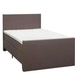 Boxspring met voetbord Liv egaal - donkerbruin - 120x200 cm - slanke poot