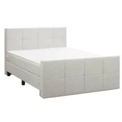 Boxspring met voetbord Liv geblokt - ecru - 160x200 cm - vierkante poot