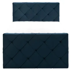 Boxspring met voetbord Liv geruit - blauw - 120x200 cm - vierkante poot