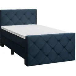 Boxspring met voetbord Liv geruit - blauw - 120x200 cm - vierkante poot