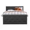 Boxspring met voetbord Liv geruit - antraciet - 160x200 cm - vierkante poot