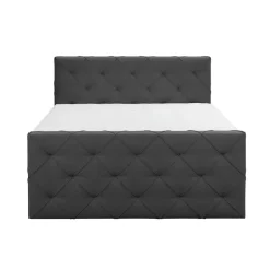 Boxspring met voetbord Liv geruit - antraciet - 160x200 cm - vierkante poot