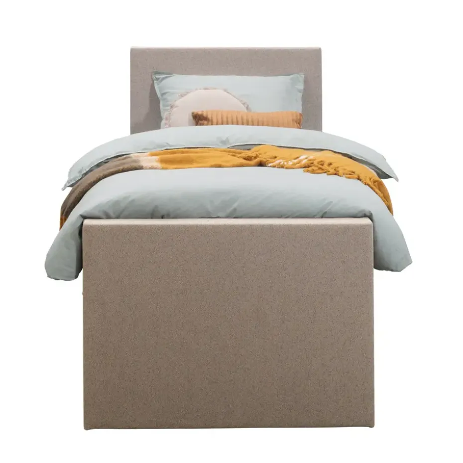 Boxspring met voetbord Liv egaal - beige - 90x200 cm - ronde poot