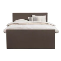 Boxspring met voetbord Liv egaal - donkerbruin - 160x200 cm - ronde poot