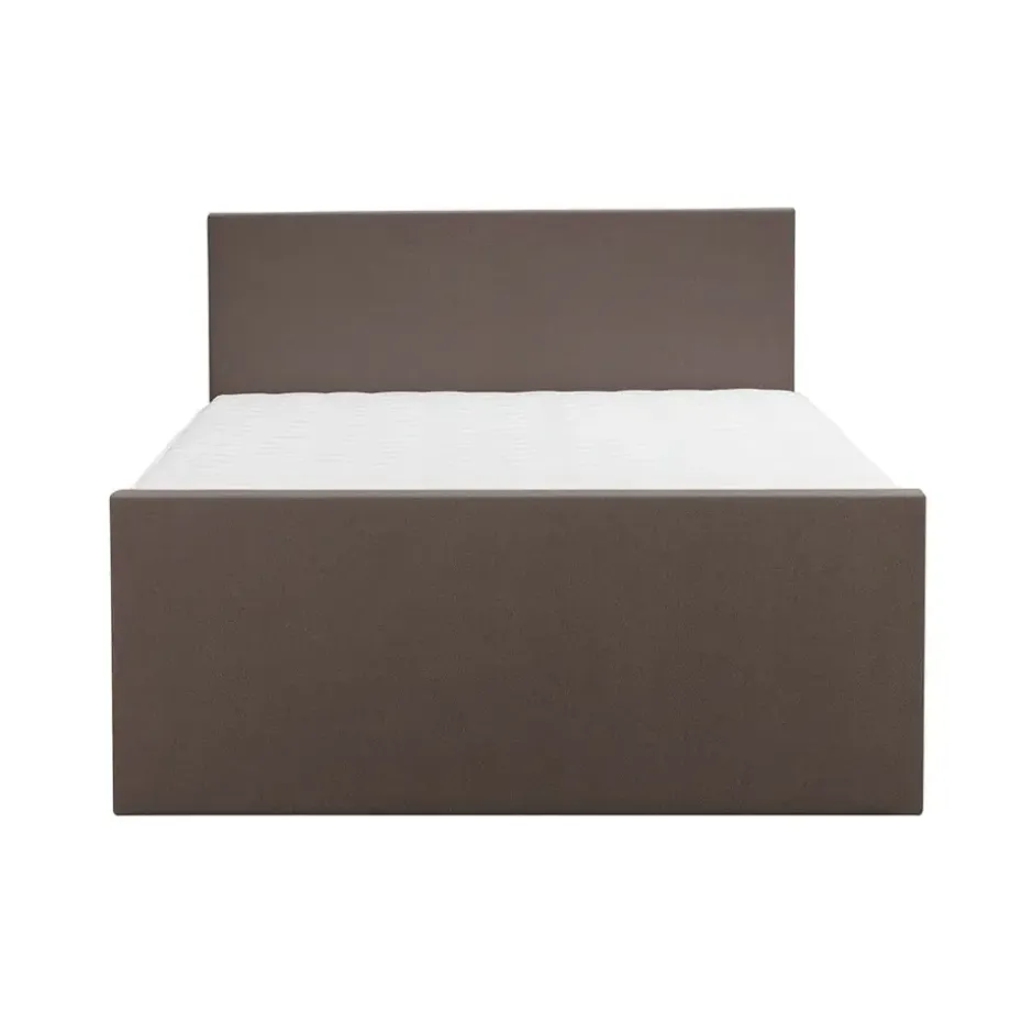 Boxspring met voetbord Liv egaal - donkerbruin - 160x200 cm - ronde poot