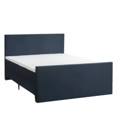 Boxspring met voetbord Liv egaal - blauw - 140x200 cm - slanke poot
