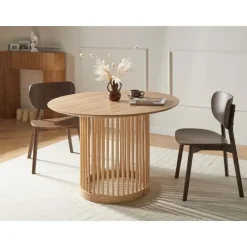 BOYLE - Eettafel - Lichtbruin - ø 110 cm - Eikenfineer