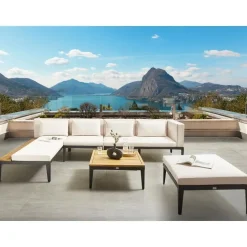 BRACCIANO - Loungeset 4-zits met ottomaan - Lichtbeige - Acaciahout