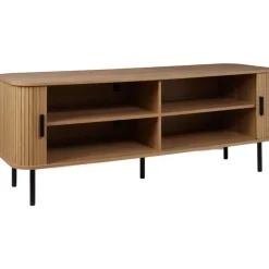 BRADLEY - TV-meubel - Lichthout/Zwart - MDF