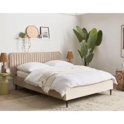 BRIN - Tweepersoonsbed - Taupe - 140 x 200 cm - Fluweel