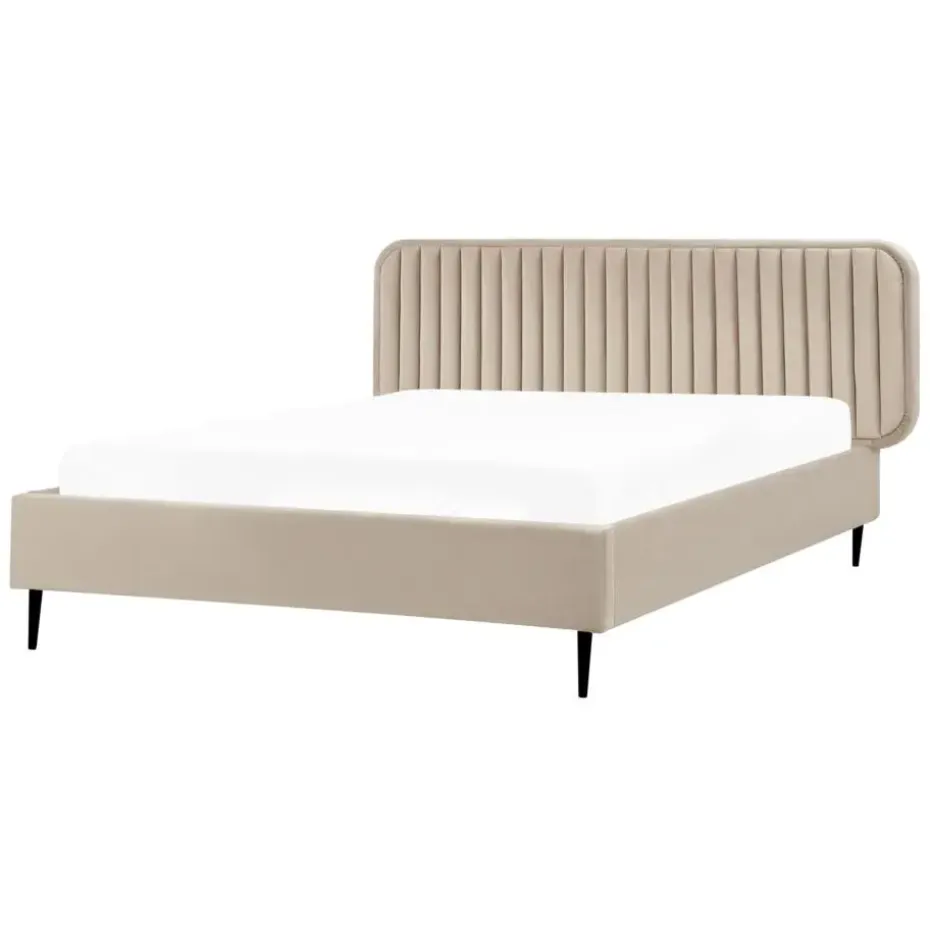 BRIN - Tweepersoonsbed - Taupe - 140 x 200 cm - Fluweel
