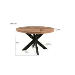 Brix - Eetkamertafel Brix Rond - 130 cm - Mangohout - Bruin