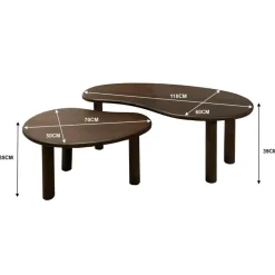 Brix - Salontafels - Brix Nubi Brown Set of 2 - Bruin